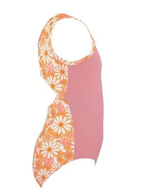 Girls' Pink & Orange Floral One-Piece Bodysuit